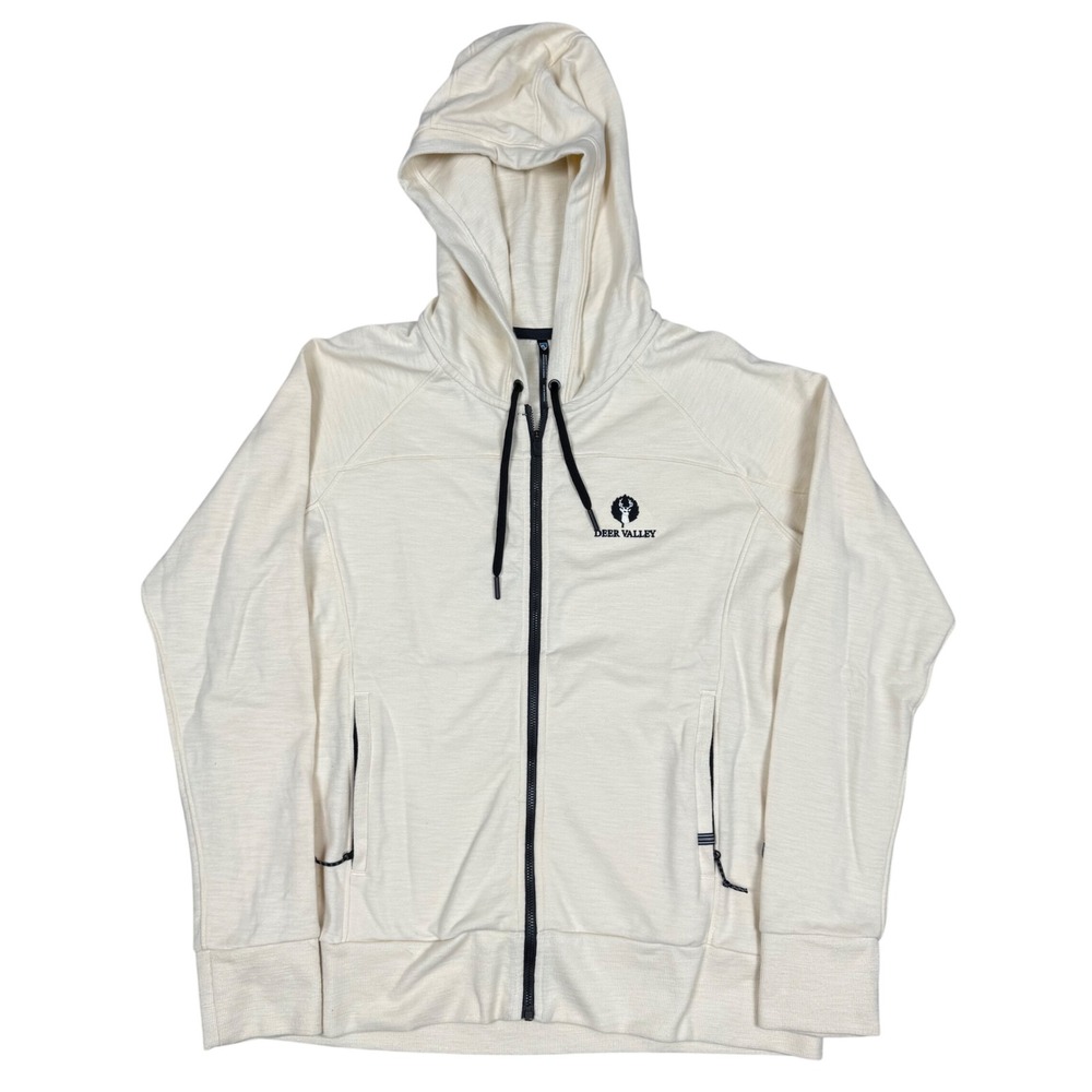 Kuhl Zip Hoodie L 21x26 Deer Valley Resort Logo Cream Outdoor Gorpcore Ski Men